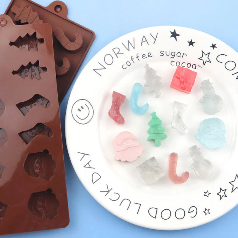Molde de silicona antiadherente con formas de Navidad, para hornear galletas, chocolate, Fondant, dulces, etc.