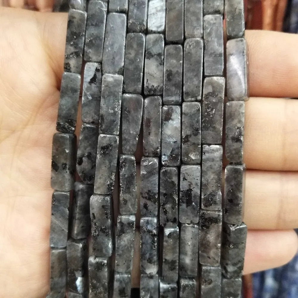 28PCS aprox. Piedra Natural cuadrada, Ojo de Tigre, lapislázuli, ágata, labradorita, jaspe, para fabricación de joyas 4*13mm
