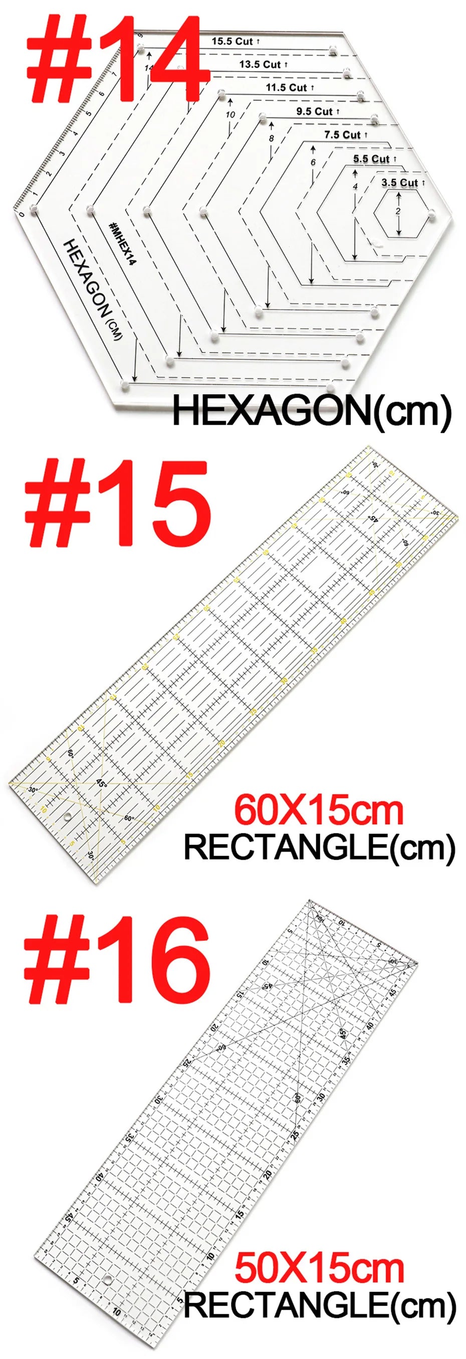 4 unids/set de reglas de costura, acrílicas