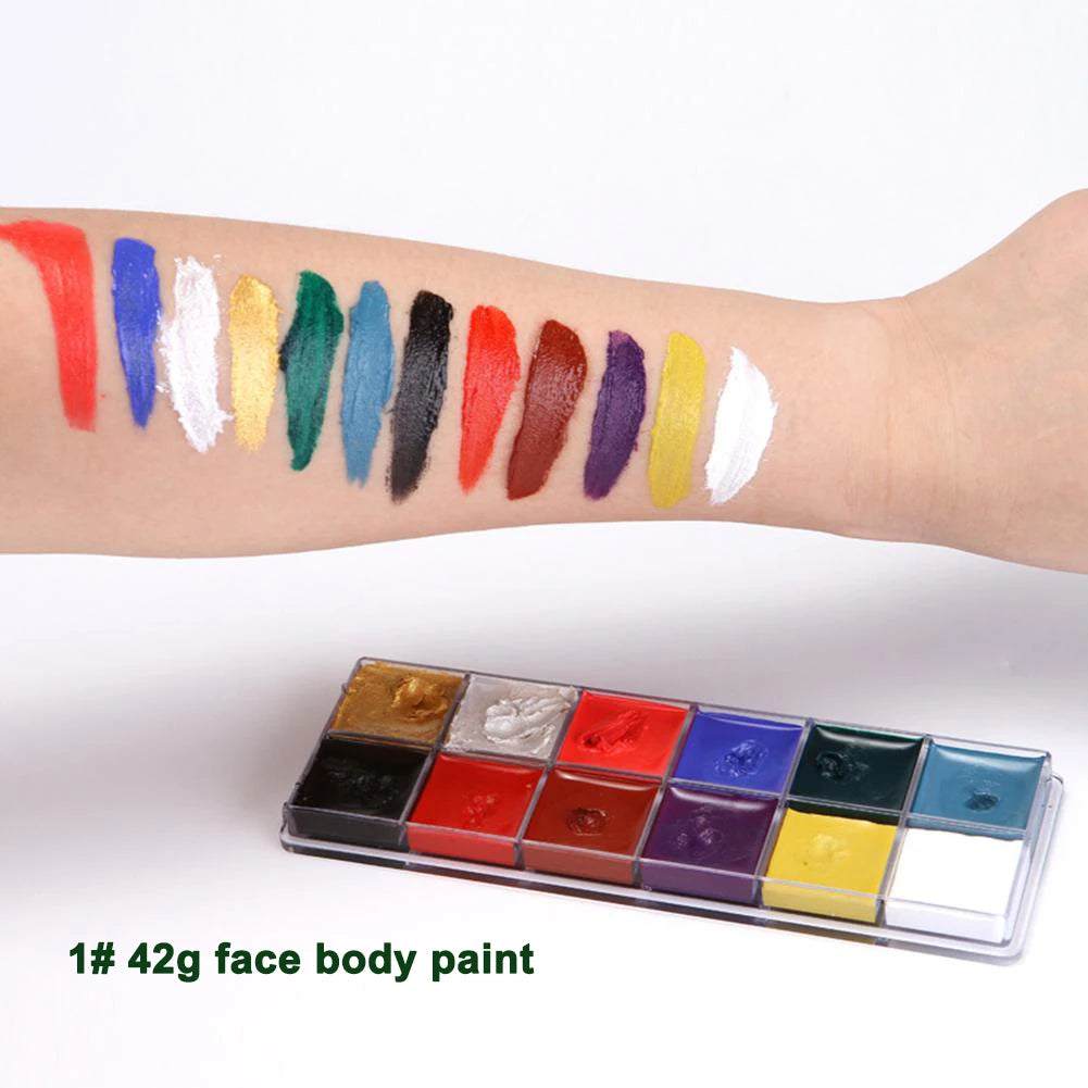 Kit de pintura con pinceles para niños y adultos, maquillaje corporal, arte corporal, ingrediente seguro, 12/20 colores