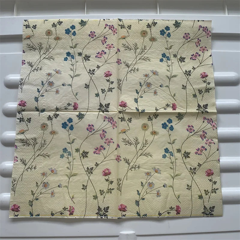 Decoupage-Servilletas de papel de flores, mariposas, 20 unidades