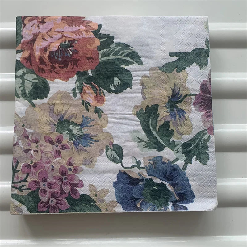 Decoupage-Servilletas de papel de flores, mariposas, 20 unidades