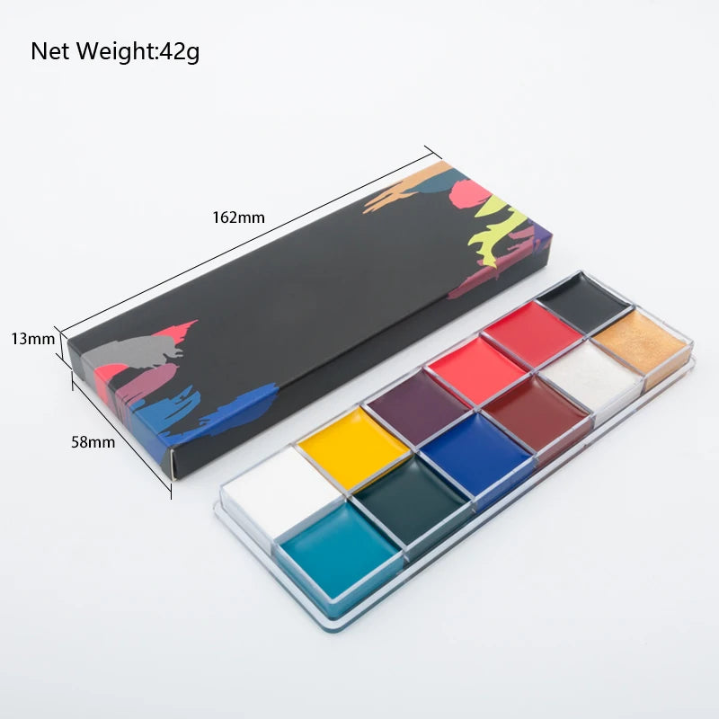 Kit de pintura con pinceles para niños y adultos, maquillaje corporal, arte corporal, ingrediente seguro, 12/20 colores