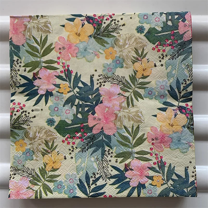 Decoupage-Servilletas de papel de flores, mariposas, 20 unidades