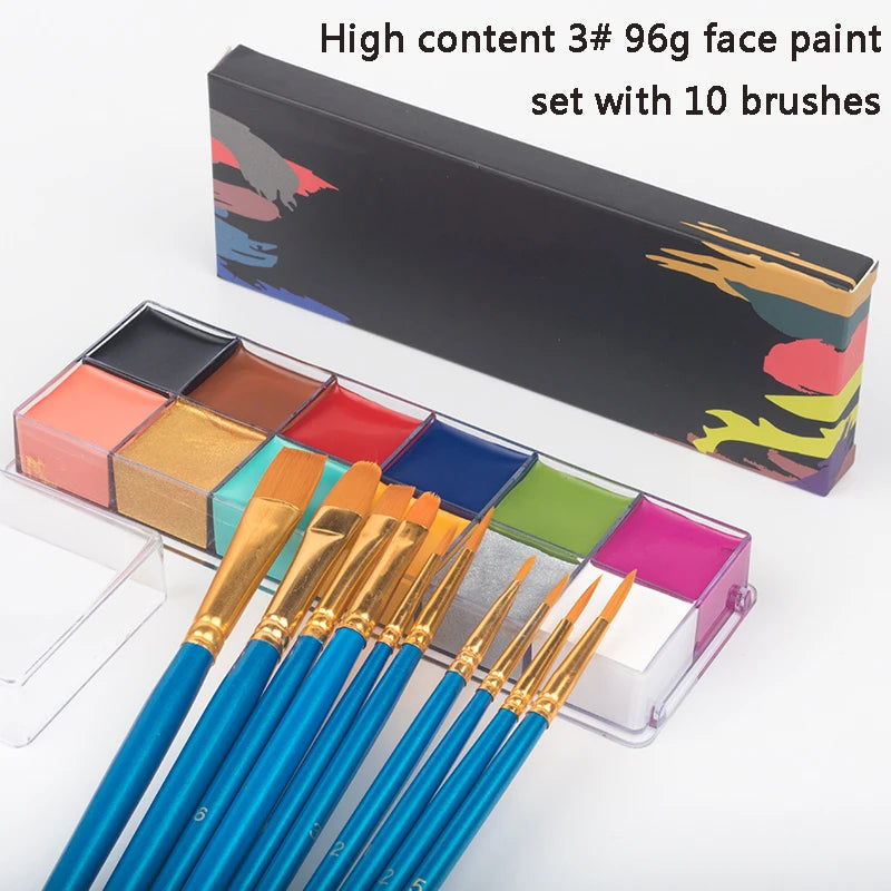 Kit de pintura con pinceles para niños y adultos, maquillaje corporal, arte corporal, ingrediente seguro, 12/20 colores