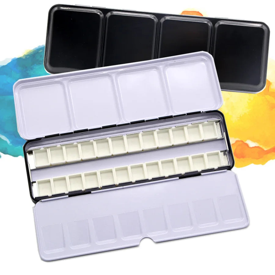 Caja vacía  de pintura de acuarela, paleta con 6/12/24 piezas, cubetas completas y 12/24/48 medias para pintura
