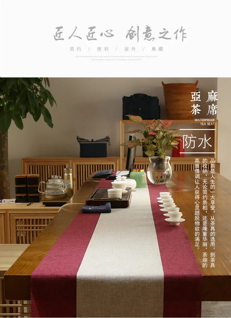 Camino de mesa de lino impermeable, para decoración de mesa