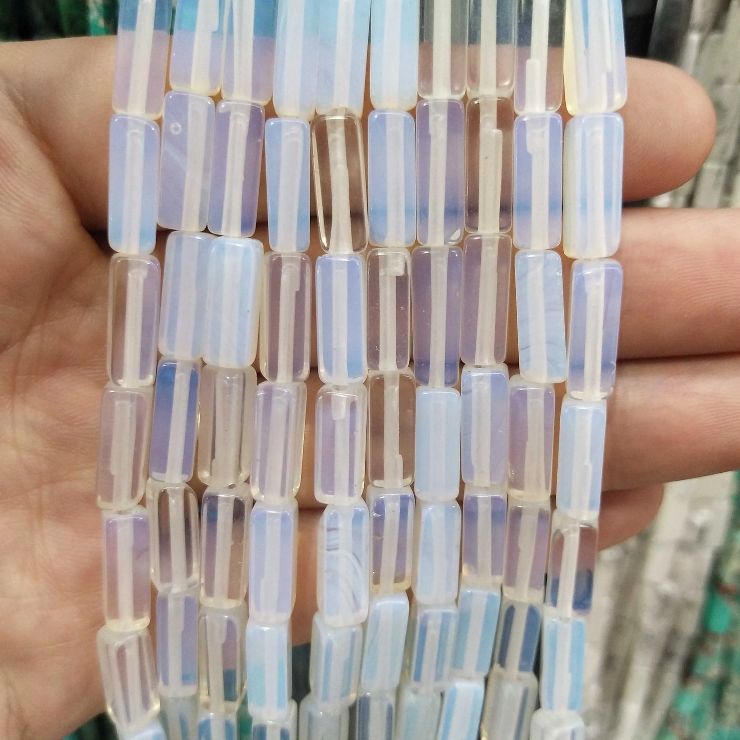 28PCS aprox. Piedra Natural cuadrada, Ojo de Tigre, lapislázuli, ágata, labradorita, jaspe, para fabricación de joyas 4*13mm