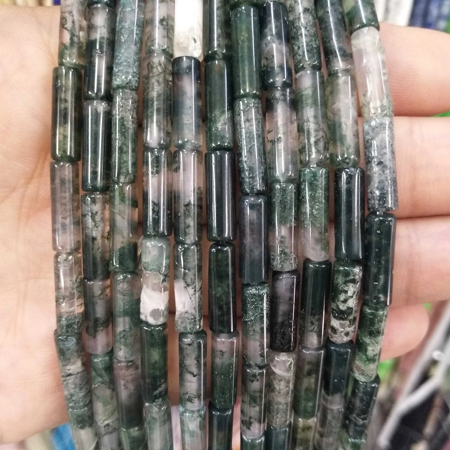 Cilindro de piedra Natural, turquesas, ágatas, lapislázuli, mostacillas de piedra
