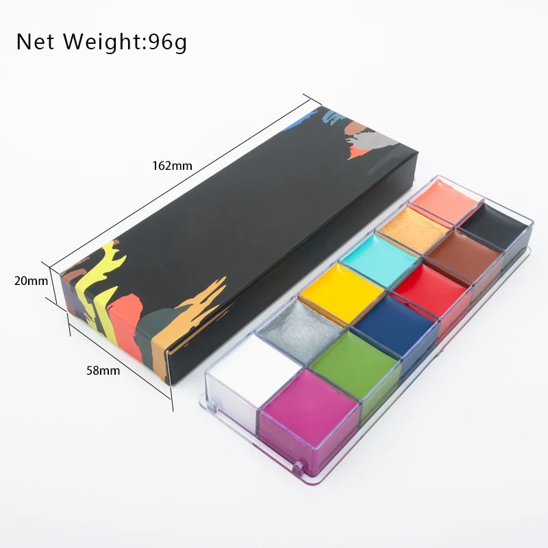 Kit de pintura con pinceles para niños y adultos, maquillaje corporal, arte corporal, ingrediente seguro, 12/20 colores