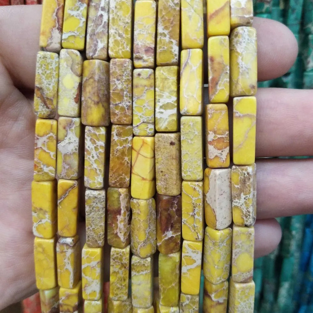 28PCS aprox. Piedra Natural cuadrada, Ojo de Tigre, lapislázuli, ágata, labradorita, jaspe, para fabricación de joyas 4*13mm
