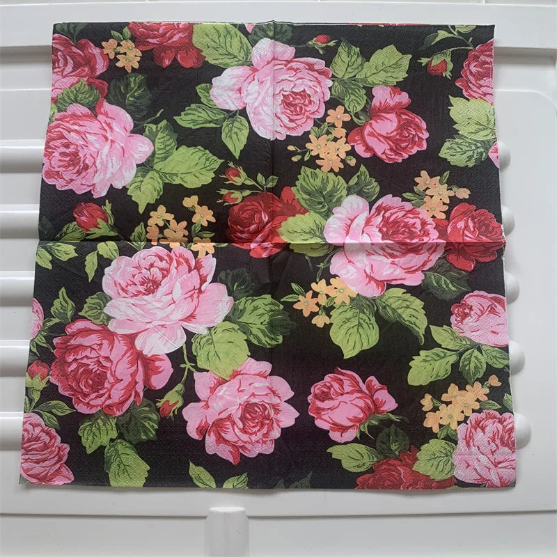 Decoupage-Servilletas de papel de flores, mariposas, 20 unidades