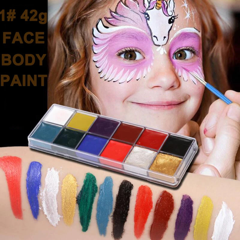Kit de pintura con pinceles para niños y adultos, maquillaje corporal, arte corporal, ingrediente seguro, 12/20 colores