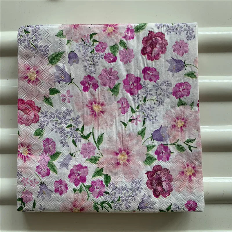 Decoupage-Servilletas de papel de flores, mariposas, 20 unidades