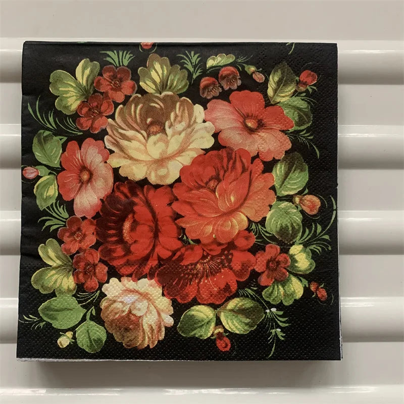 Decoupage-Servilletas de papel de flores, mariposas, 20 unidades