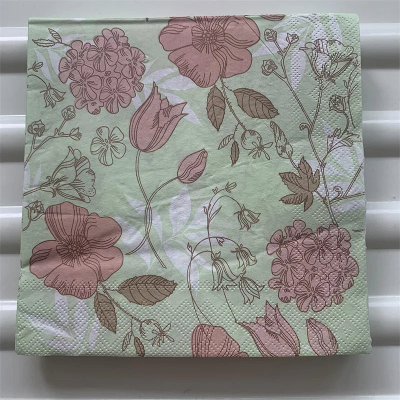 Decoupage-Servilletas de papel de flores, mariposas, 20 unidades