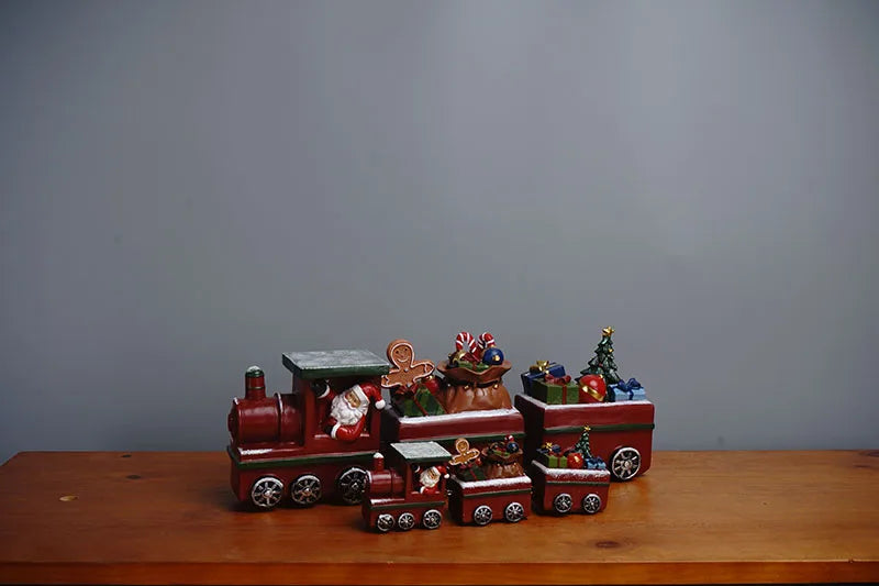 Figura de tren navideño de resina para decoración del hogar