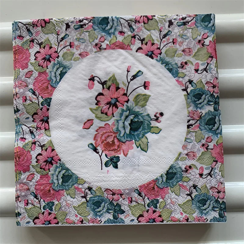 Decoupage-Servilletas de papel de flores, mariposas, 20 unidades