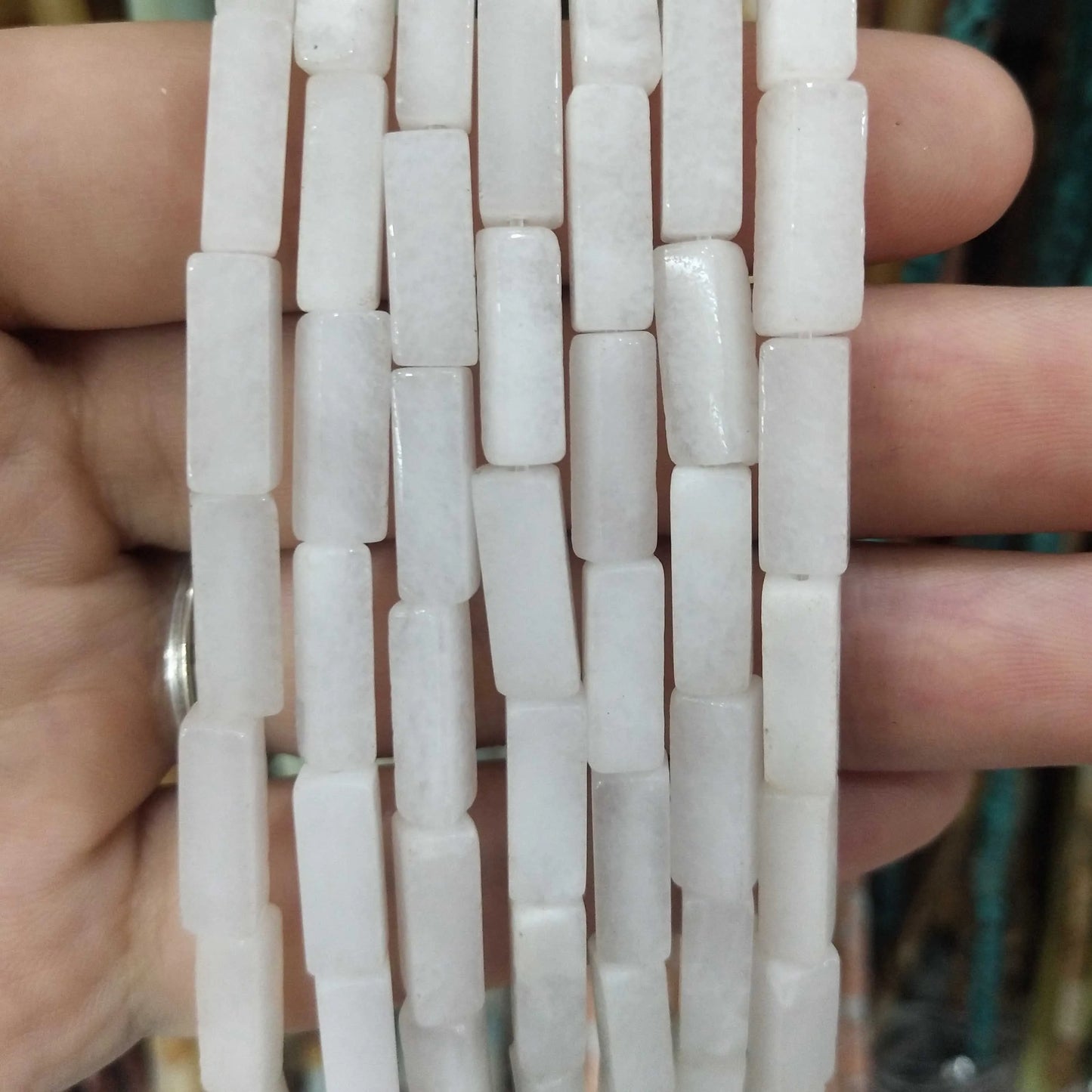 28PCS aprox. Piedra Natural cuadrada, Ojo de Tigre, lapislázuli, ágata, labradorita, jaspe, para fabricación de joyas 4*13mm