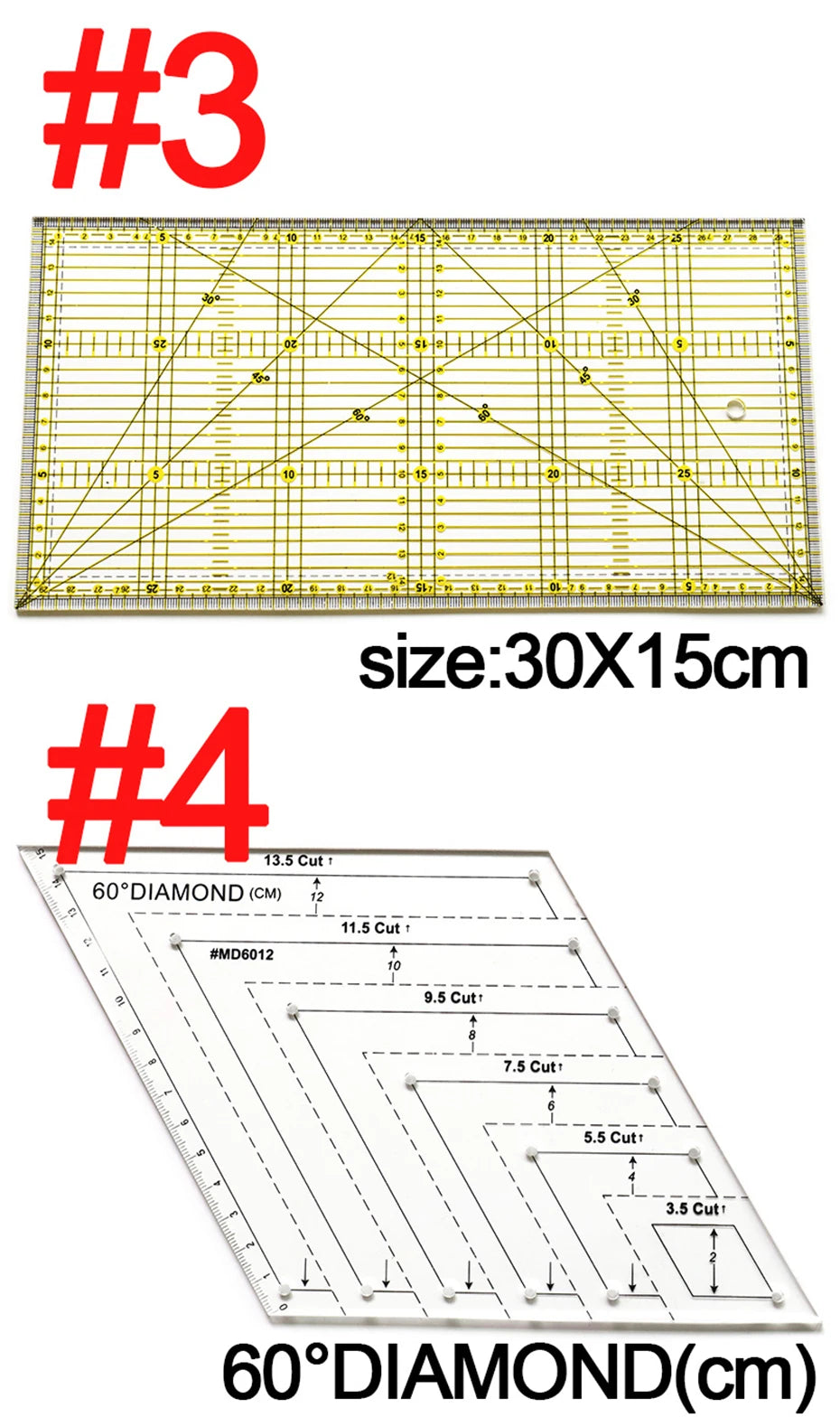 4 unids/set de reglas de costura, acrílicas