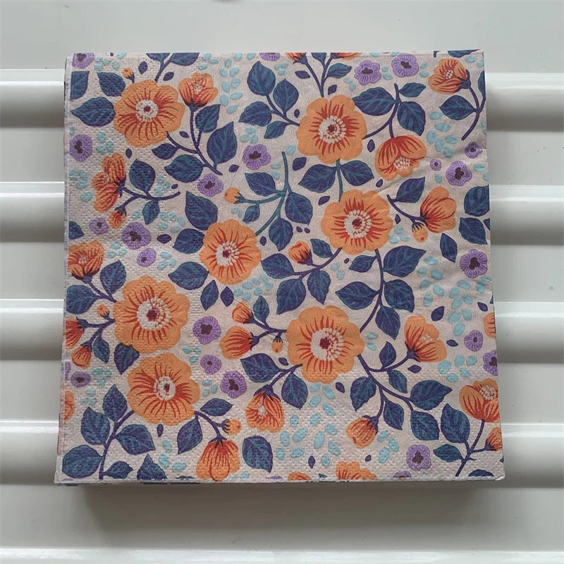 Decoupage-Servilletas de papel de flores, mariposas, 20 unidades