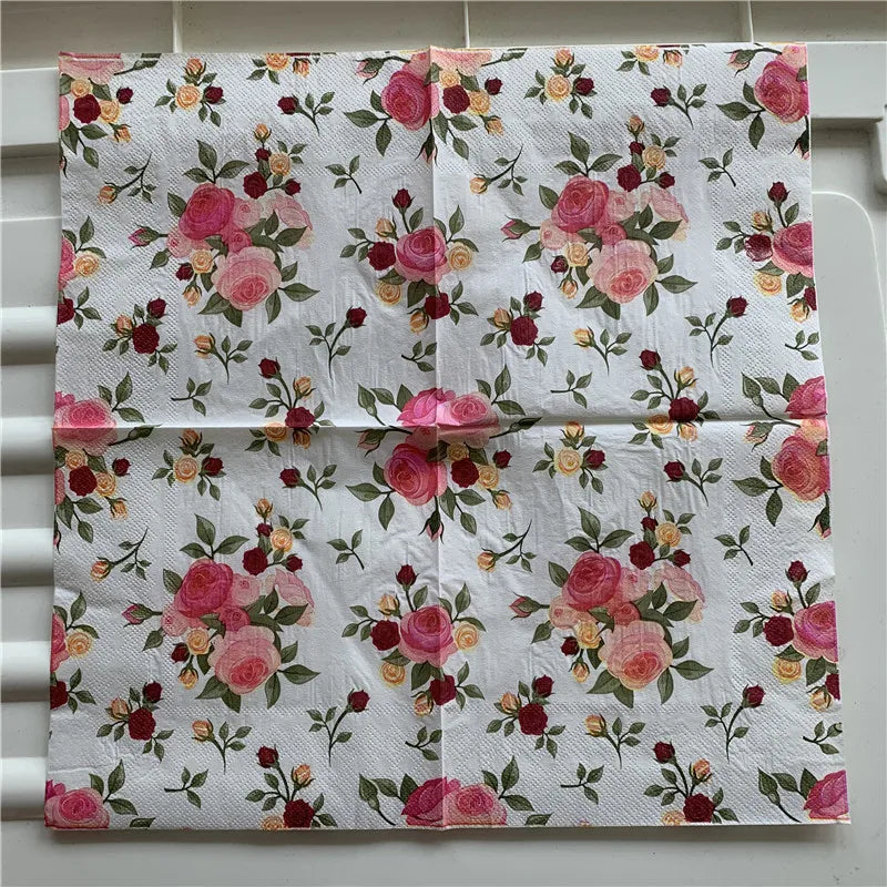 Decoupage-Servilletas de papel de flores, mariposas, 20 unidades