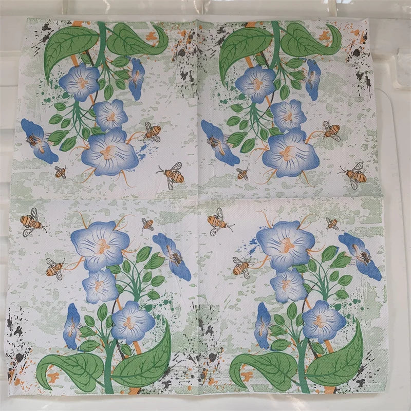 Decoupage-Servilletas de papel de flores, mariposas, 20 unidades
