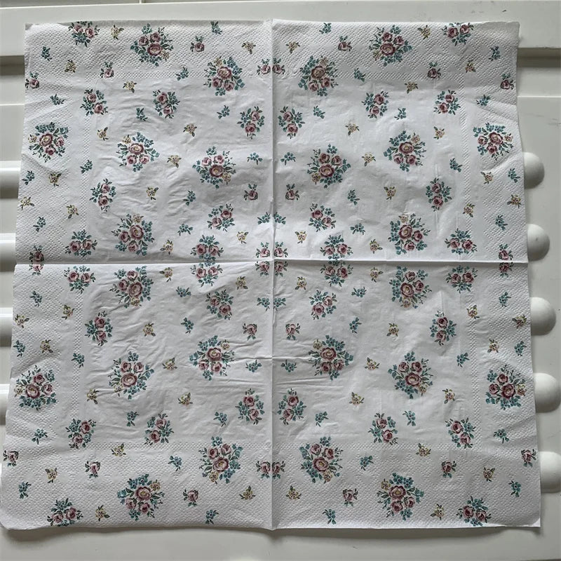 Decoupage-Servilletas de papel de flores, mariposas, 20 unidades