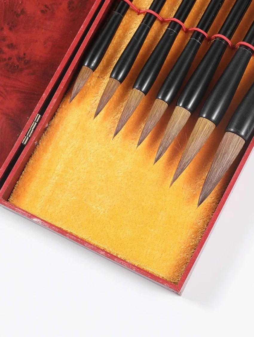 Pinceles para artistas, juego especial de pluma de caligrafía, práctica de escritura regular, 7 piezas por juego en caja de madera