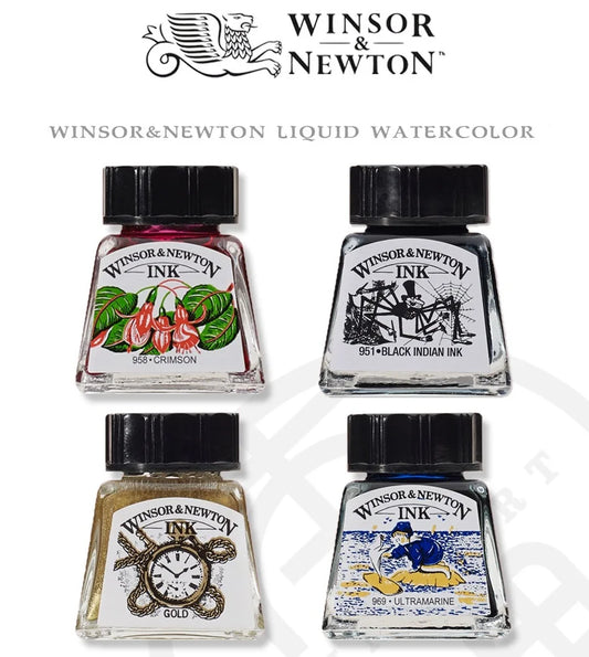 Tinta líquida británica WINSOR & NEWTON,  impermeable, pintura de caligrafía, tinta de color