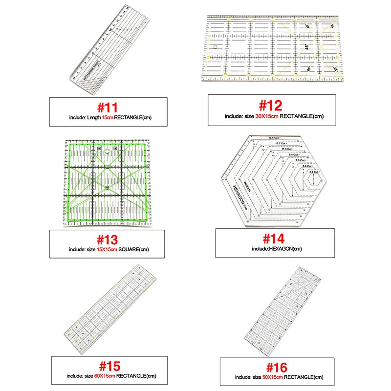 4 unids/set de reglas de costura, acrílicas