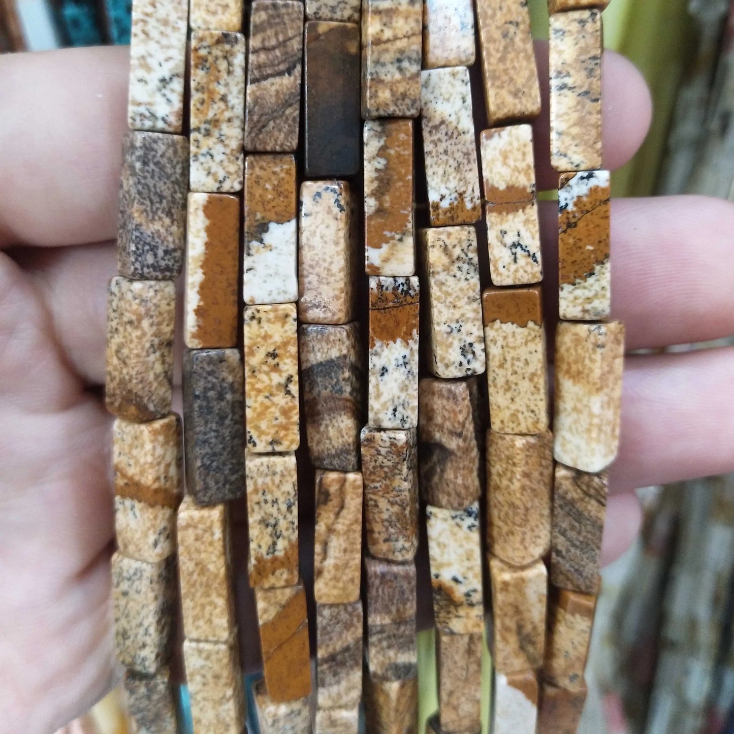 28PCS aprox. Piedra Natural cuadrada, Ojo de Tigre, lapislázuli, ágata, labradorita, jaspe, para fabricación de joyas 4*13mm