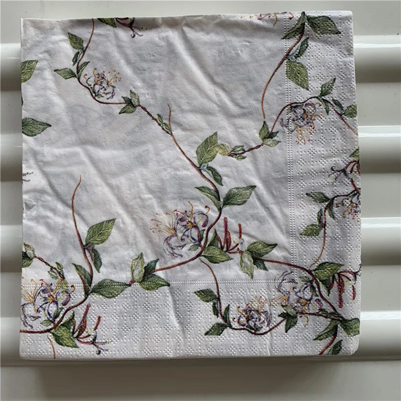 Decoupage-Servilletas de papel de flores, mariposas, 20 unidades