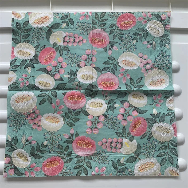 Decoupage-Servilletas de papel de flores, mariposas, 20 unidades