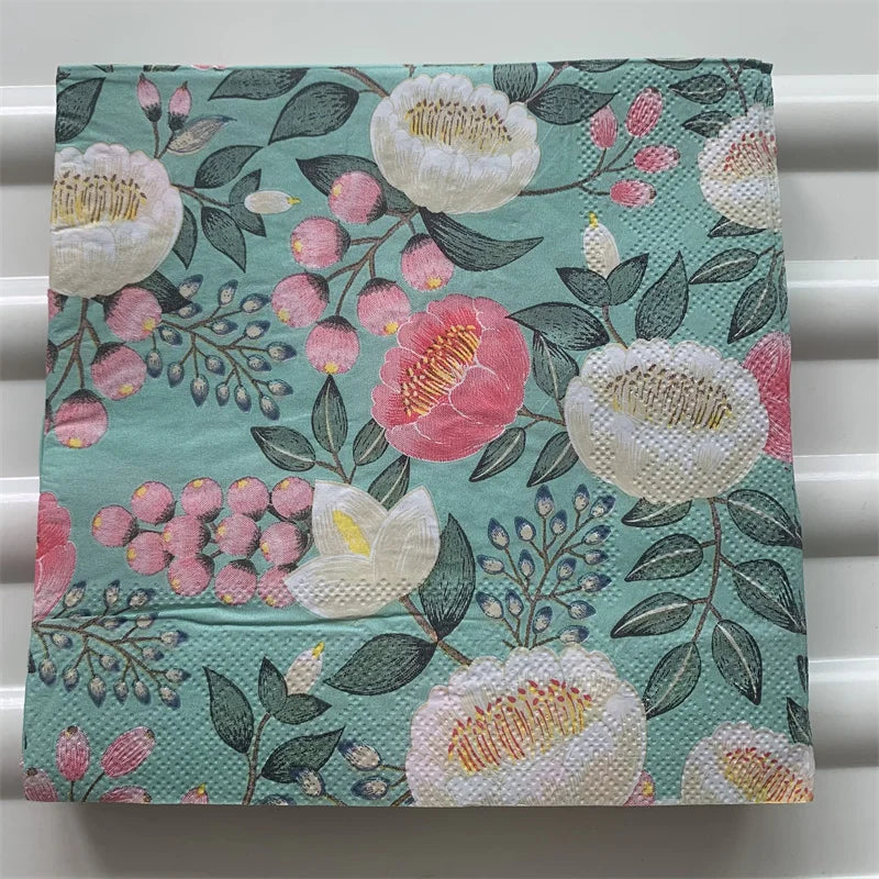 Decoupage-Servilletas de papel de flores, mariposas, 20 unidades