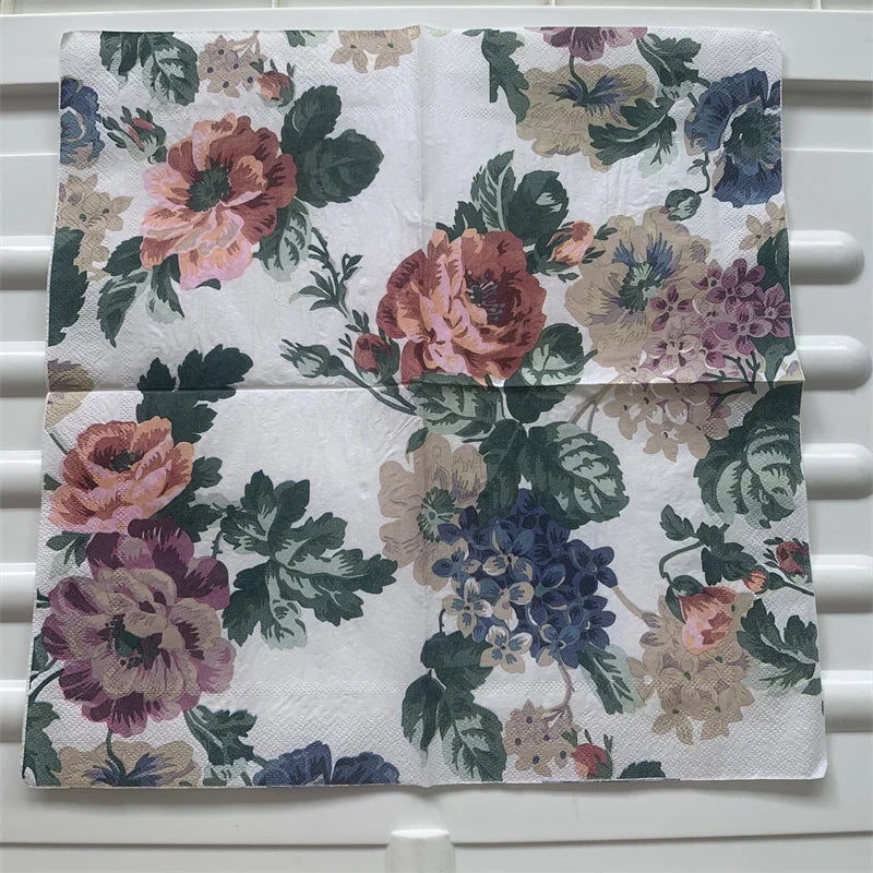 Decoupage-Servilletas de papel de flores, mariposas, 20 unidades