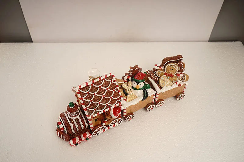 Figura de tren navideño de resina para decoración del hogar
