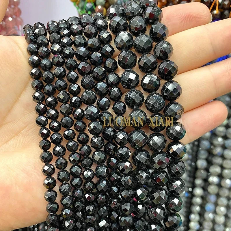 Piedra Natural redonda facetada AAA, mostacillas espaciadoras sueltas para fabricación de joyería