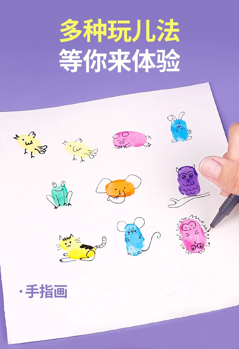 Juego de pintura con dedos para niños, Set de 6/12 colores de 60ml, pintura Gouache lavable