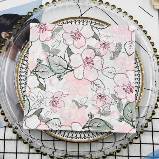 Servilleta desechable con estampado de flores rosas, decoupage, 2 capas, 10/20 piezas/Pac, 33x33cm