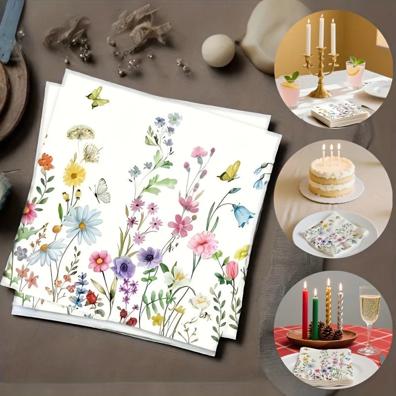 Servilletas de fiesta florales y de mariposa de 20 piezas para, celebraciones y decoupage