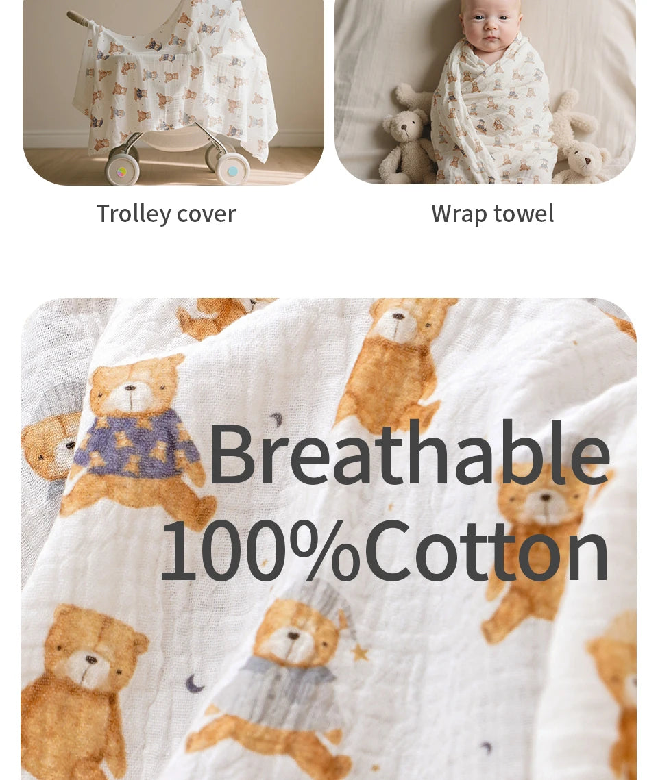 1 manta para recién nacidos, suaves, transpirables y acogedoras 100% Algodón