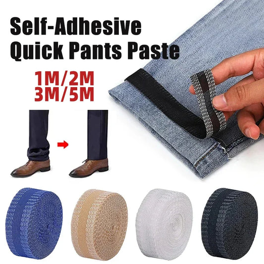 Cinta autoadhesiva para dobladillo de pantalones, 1M-5M, planchado en el borde de los pantalones, lavable, fácil de usar