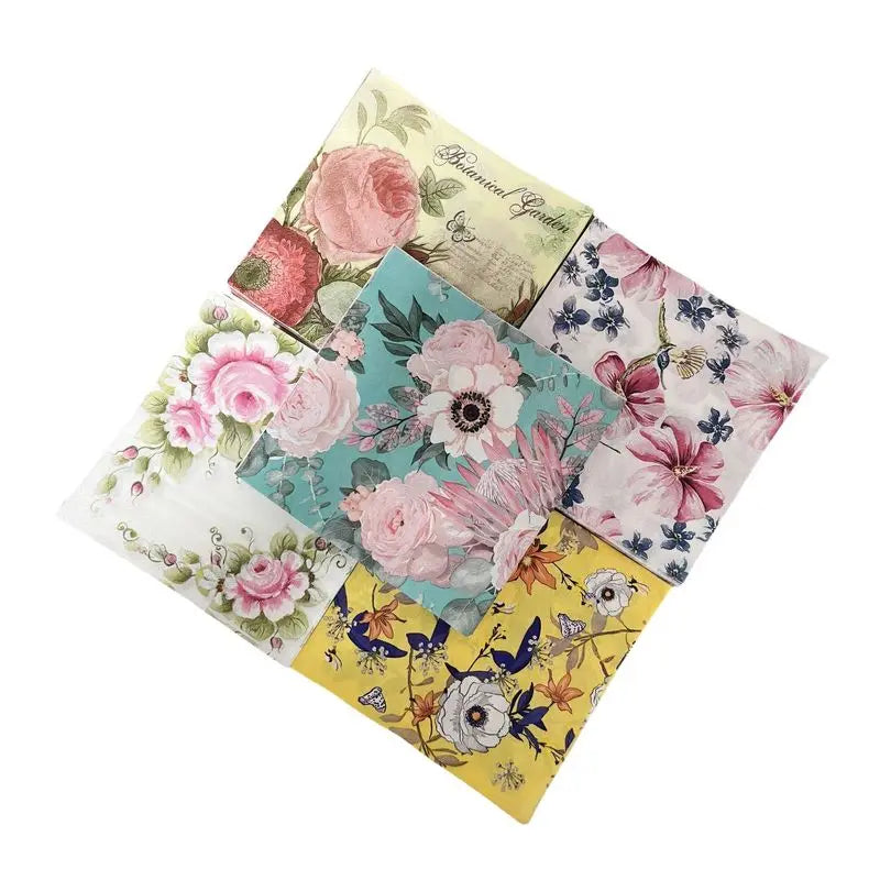 20 Servilletas Florales Coloridas Desechables, Decoupage