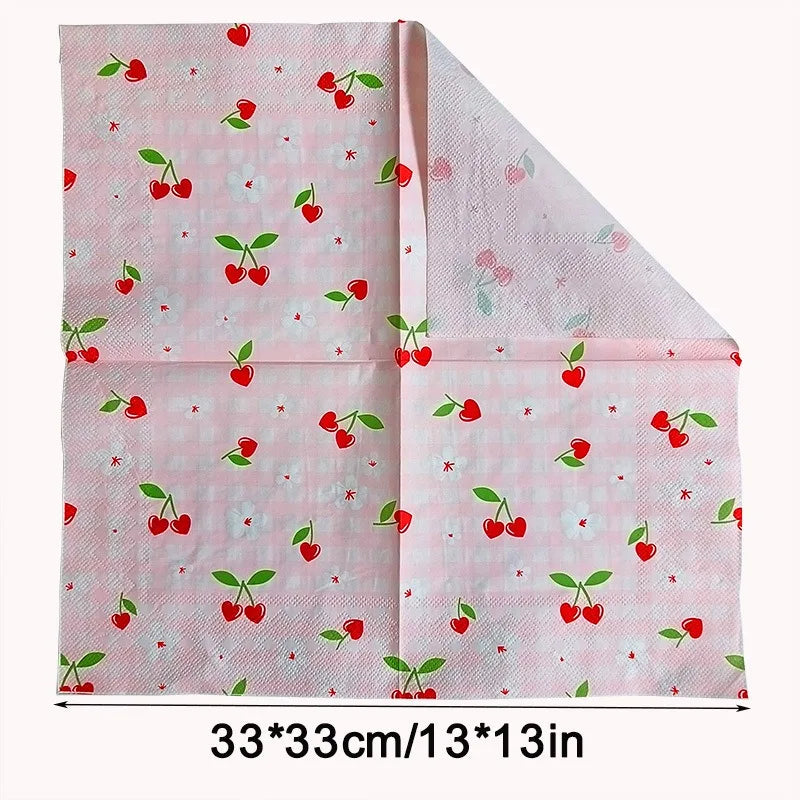Paquete de 20 Servilletas de Papel con Estampado de Frutas