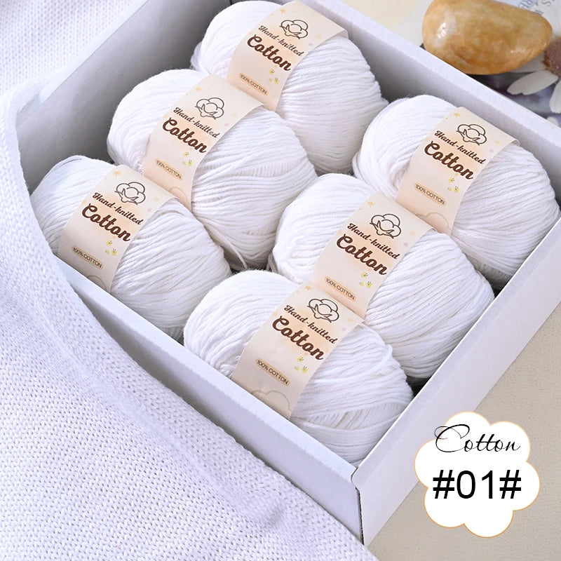 6 bolas de hilo de algodón puro de 300 g, hilo suave multicolor