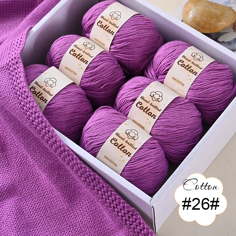 6 bolas de hilo de algodón puro de 300 g, hilo suave multicolor