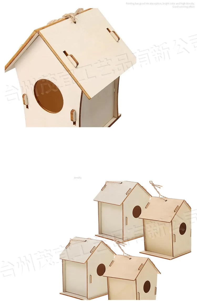 Seis tipos de casas de pájaros de madera ensambladas a mano, para pintar