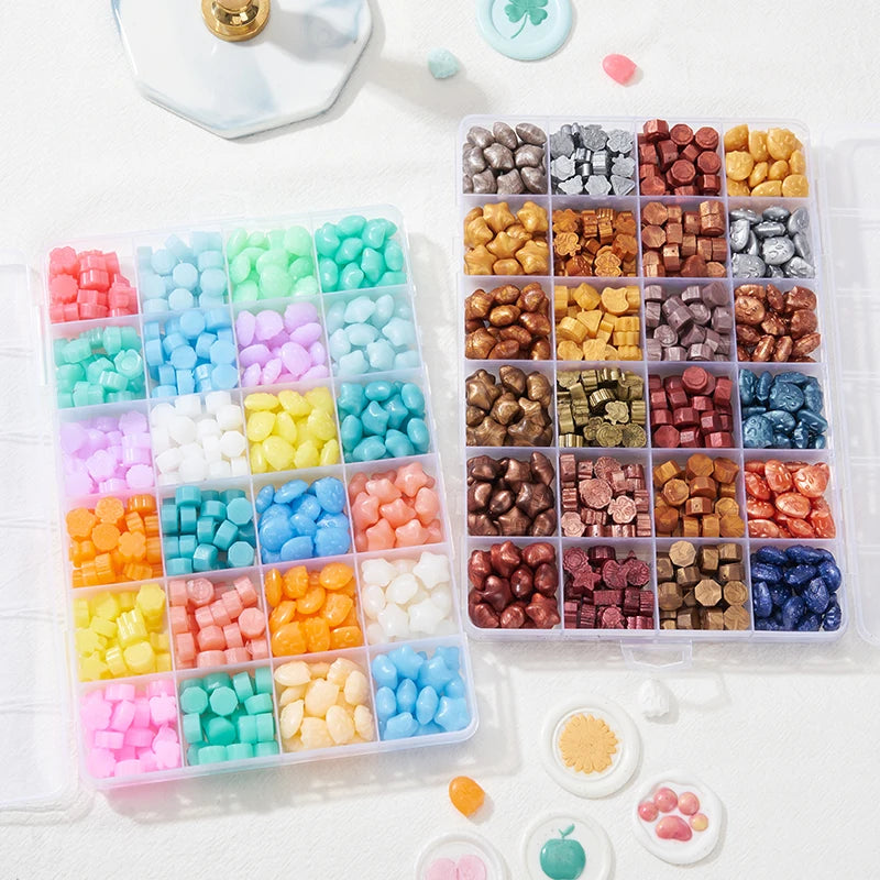 Cajas de cera mezclada de 4 formas, para sellos,  24 tipos