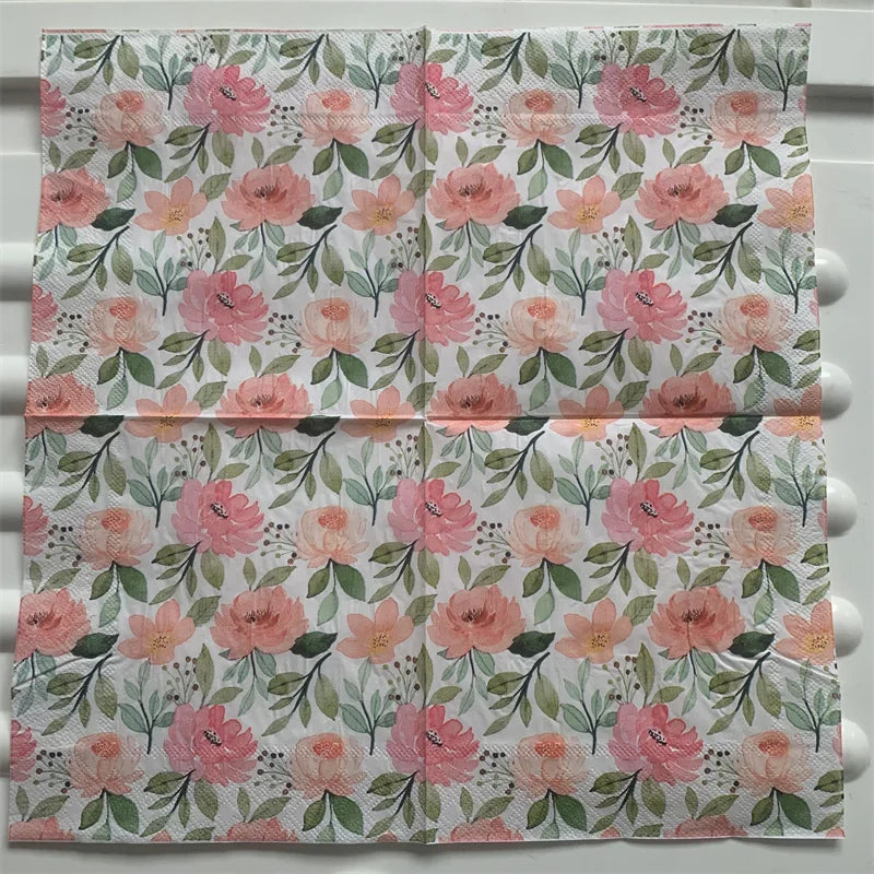 Decoupage-Servilletas de papel de flores, mariposas, 20 unidades